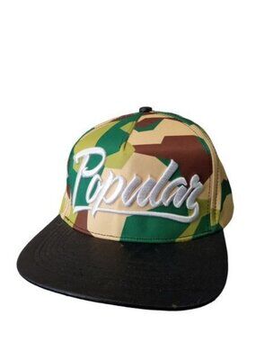 Popular Demand - Popular Logo on Camo Snapback with Black Leather Bill